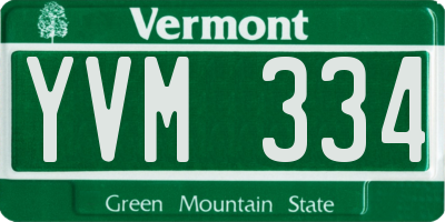 VT license plate YVM334