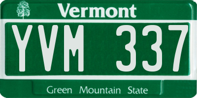 VT license plate YVM337