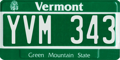 VT license plate YVM343
