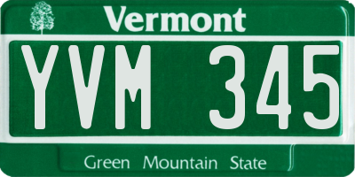 VT license plate YVM345