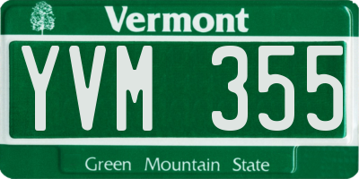 VT license plate YVM355