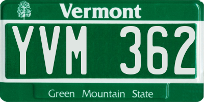 VT license plate YVM362