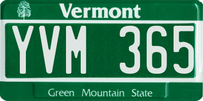 VT license plate YVM365