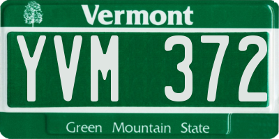 VT license plate YVM372