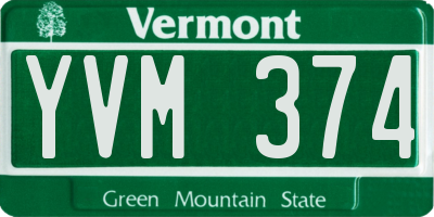 VT license plate YVM374