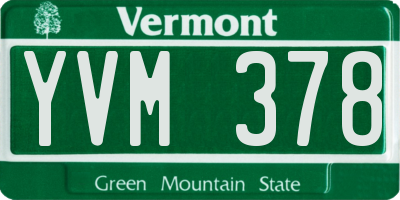 VT license plate YVM378