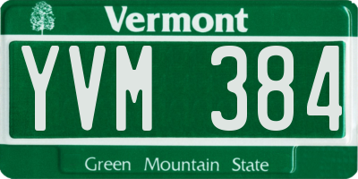 VT license plate YVM384
