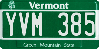 VT license plate YVM385