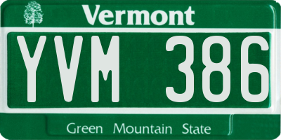VT license plate YVM386