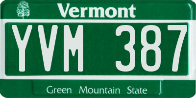 VT license plate YVM387
