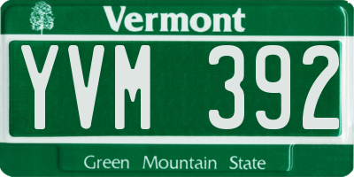 VT license plate YVM392