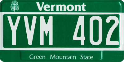 VT license plate YVM402