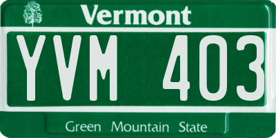 VT license plate YVM403