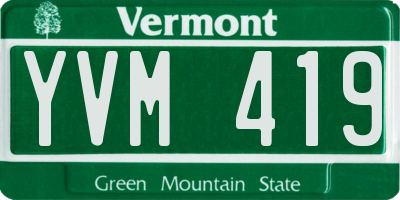VT license plate YVM419