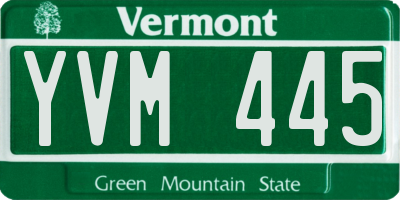VT license plate YVM445