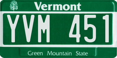 VT license plate YVM451