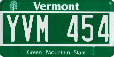 VT license plate YVM454