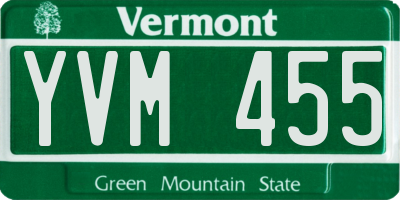 VT license plate YVM455