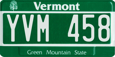 VT license plate YVM458