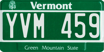 VT license plate YVM459