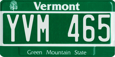 VT license plate YVM465