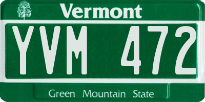 VT license plate YVM472