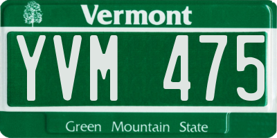 VT license plate YVM475