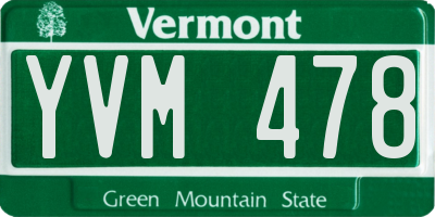 VT license plate YVM478