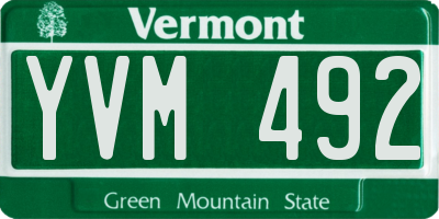 VT license plate YVM492