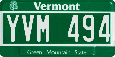 VT license plate YVM494