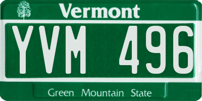 VT license plate YVM496