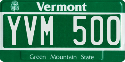 VT license plate YVM500