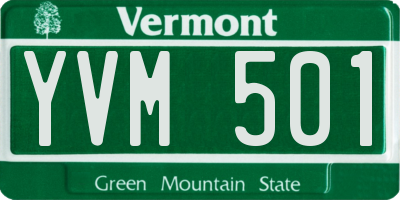 VT license plate YVM501