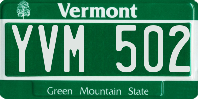 VT license plate YVM502