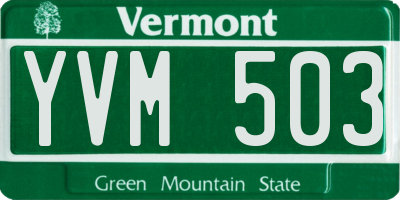 VT license plate YVM503