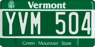 VT license plate YVM504