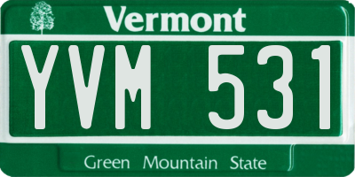 VT license plate YVM531