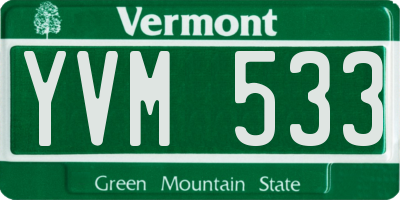 VT license plate YVM533