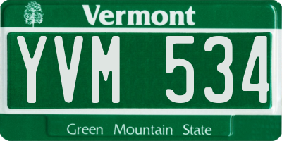 VT license plate YVM534