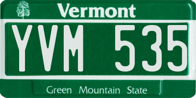 VT license plate YVM535