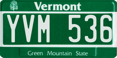 VT license plate YVM536