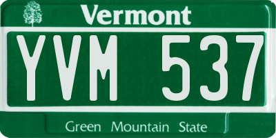 VT license plate YVM537