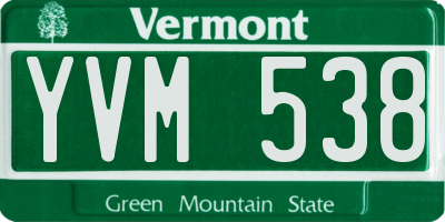 VT license plate YVM538