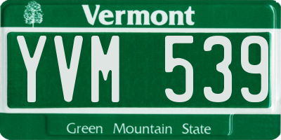 VT license plate YVM539
