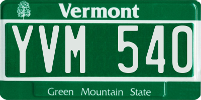 VT license plate YVM540
