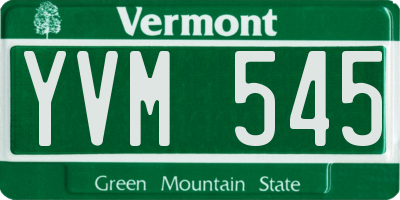 VT license plate YVM545