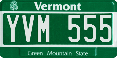 VT license plate YVM555
