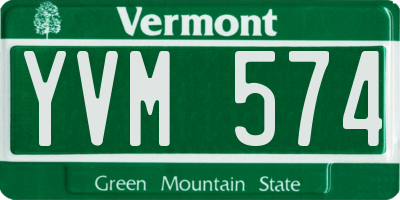 VT license plate YVM574