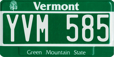VT license plate YVM585