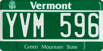 VT license plate YVM596